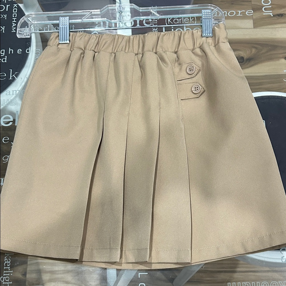 School Uniform Kids' Tan Skirt with Button Details